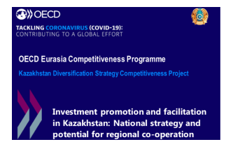 Webinar:  Investment promotion and facilitation in Kazakhstan: National strategy and potential for regional co-operation